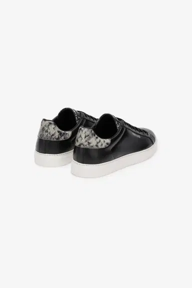 Roberto Cavalli Black Leather Sneaker With Snakeskin-Effect Detail | Thumbnail 3