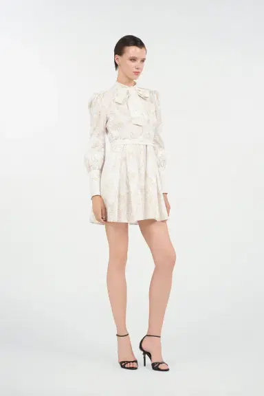 Roberto Cavalli Short Silk Dress with Ornamental Motif in | Thumbnail 2