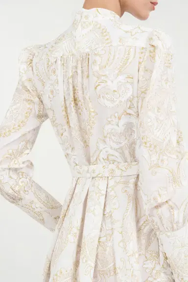 Roberto Cavalli Short Silk Dress with Ornamental Motif in | Thumbnail 6