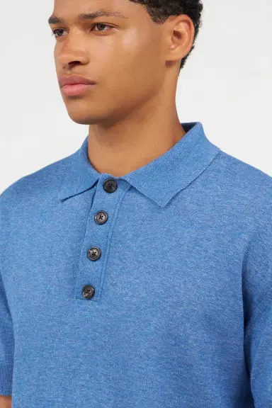Roberto Cavalli Blue Knit Polo Shirt with Embroidered Logo | Thumbnail 5