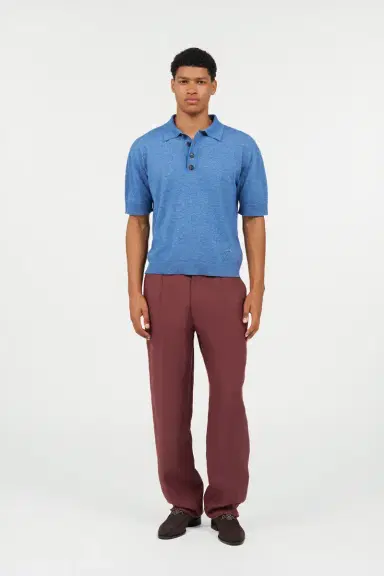 Roberto Cavalli Blue Knit Polo Shirt with Embroidered Logo | Thumbnail 7