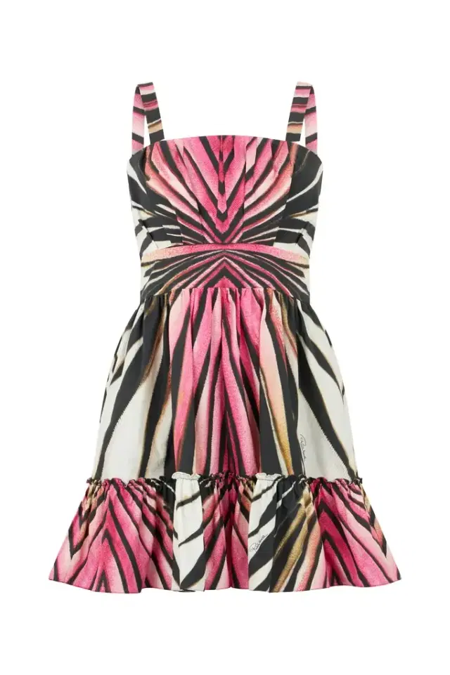 Roberto Cavalli Dress With Ray Of Pink Print