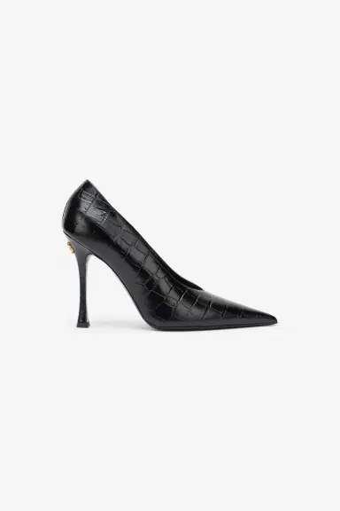 Roberto Cavalli Black Croc-Embossed Pump With Monogram RC | Thumbnail 2 Roberto Cavalli Black Croc-Embossed Pump With Monogram RC | Thumbnail 2