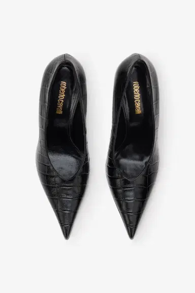 Roberto Cavalli Black Croc-Embossed Pump With Monogram RC | Thumbnail 4 Roberto Cavalli Black Croc-Embossed Pump With Monogram RC | Thumbnail 4
