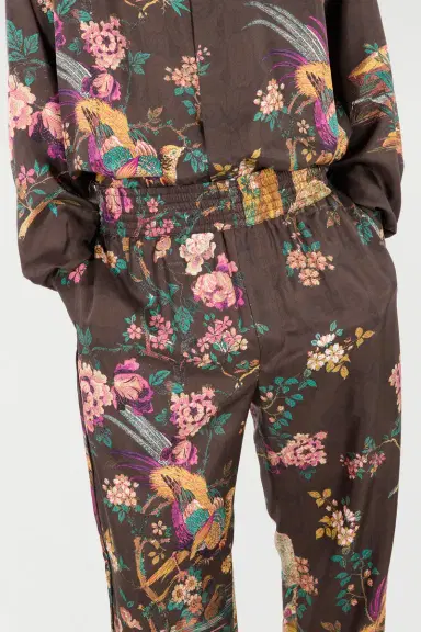 Roberto Cavalli Silk Pants With Oriental Bird Print | Thumbnail 5