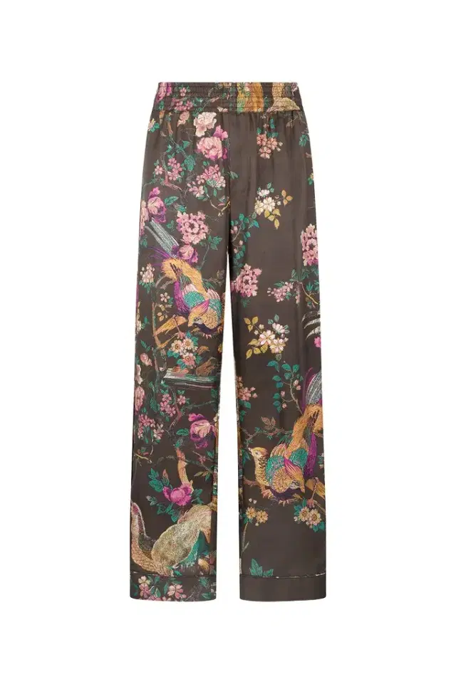 Roberto Cavalli Silk Pants With Oriental Bird Print