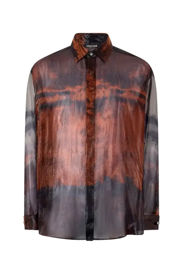 Roberto Cavalli Mottled Effect Silk-Blend Shirt