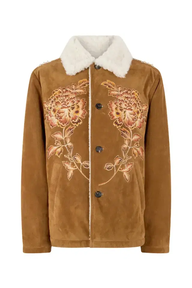 Roberto Cavalli Suede Leather Jacket With Flowers And Tigers