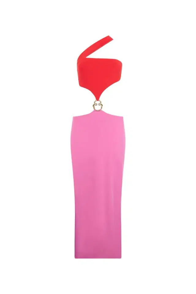 Long Asymmetric Dress with Jewel Detail