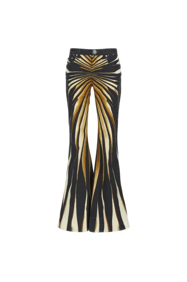 Roberto Cavalli Flared jeans with Ray of Gold print