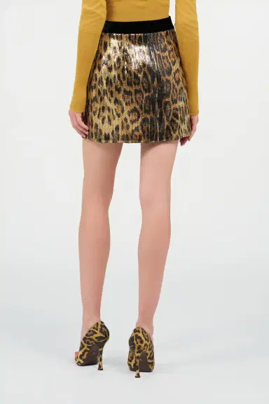 Roberto Cavalli Leopard-Print Sequin Mini Skirt | Thumbnail 3