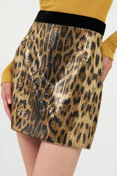 Roberto Cavalli Leopard-Print Sequin Mini Skirt | Thumbnail 5