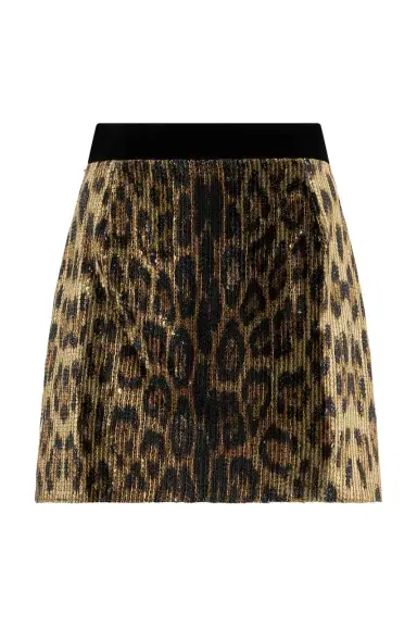 Roberto Cavalli Leopard-Print Sequin Mini Skirt | Thumbnail 1
