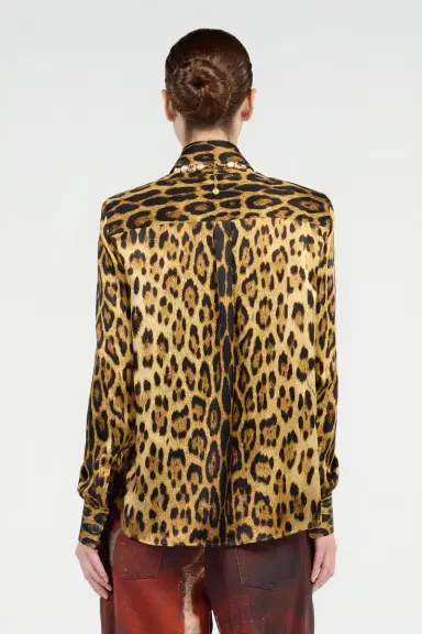 Roberto Cavalli Silk Shirt With Jaguar Skin Print | Thumbnail 3