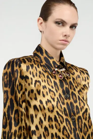 Roberto Cavalli Silk Shirt With Jaguar Skin Print | Thumbnail 5