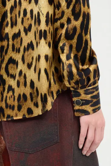 Roberto Cavalli Silk Shirt With Jaguar Skin Print | Thumbnail 6