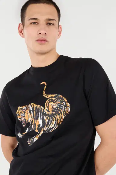 Roberto Cavalli Cotton T-Shirt With Tiger | Thumbnail 5