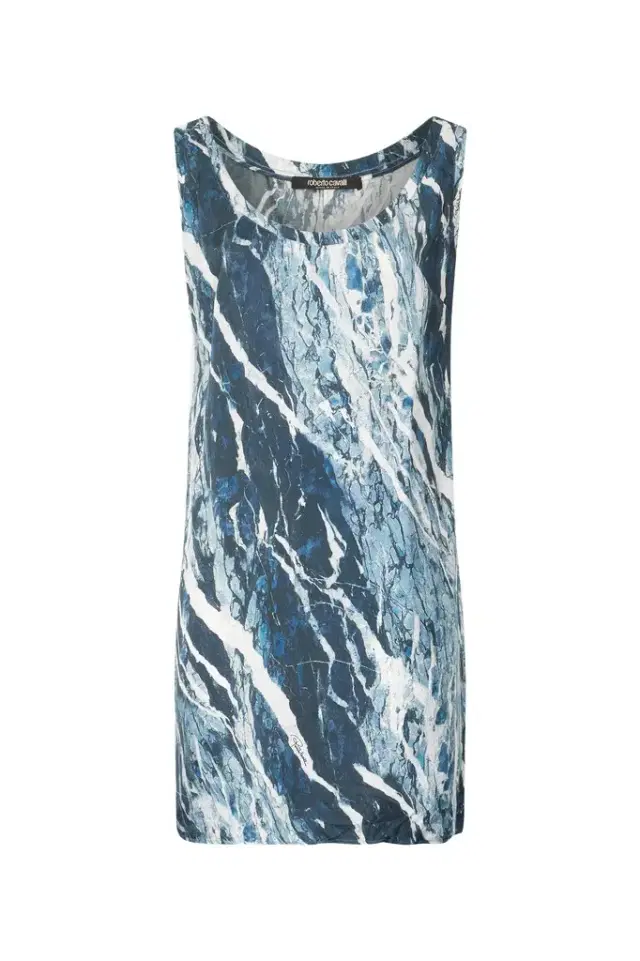 Roberto Cavalli Silk Mini Dress With Marble Print