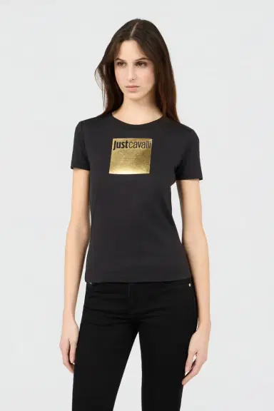 Roberto Cavalli Black T-shirt with Logo | Thumbnail 2