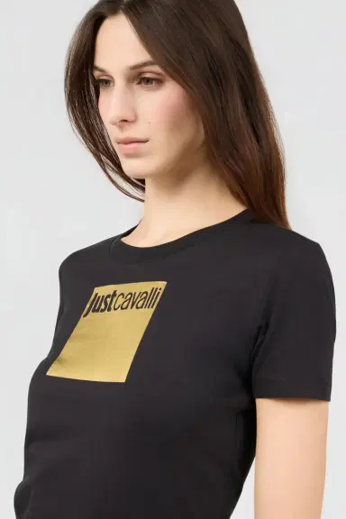 Roberto Cavalli Black T-shirt with Logo | Thumbnail 4