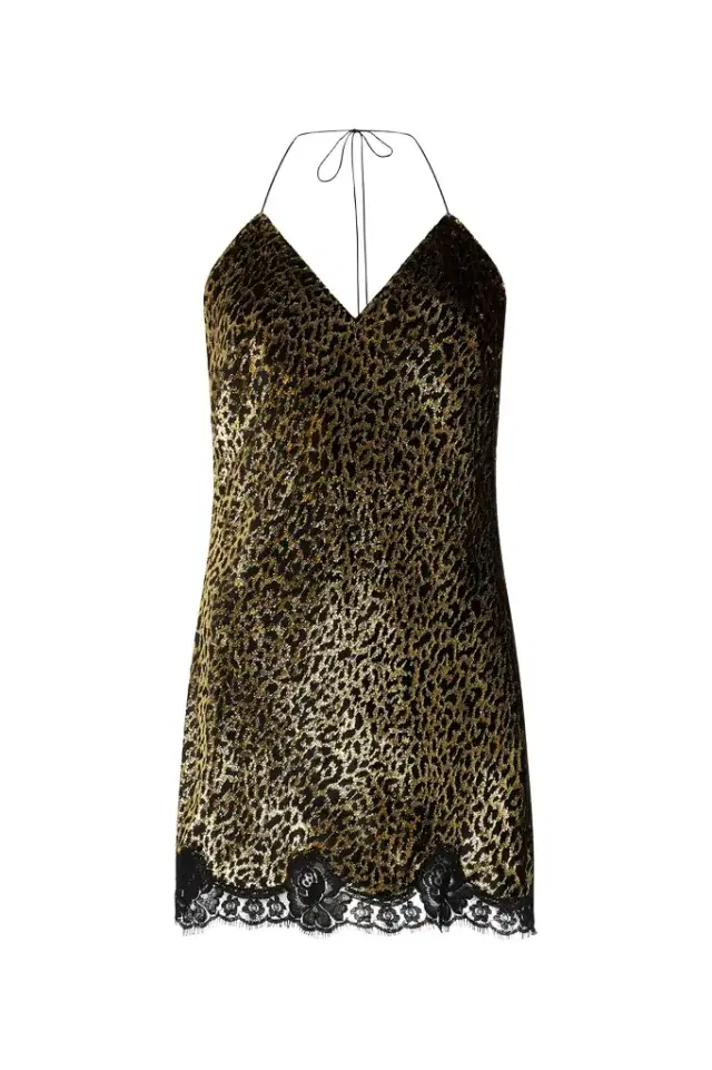 Roberto Cavalli Macro Leopard Print Silk Slip Dress