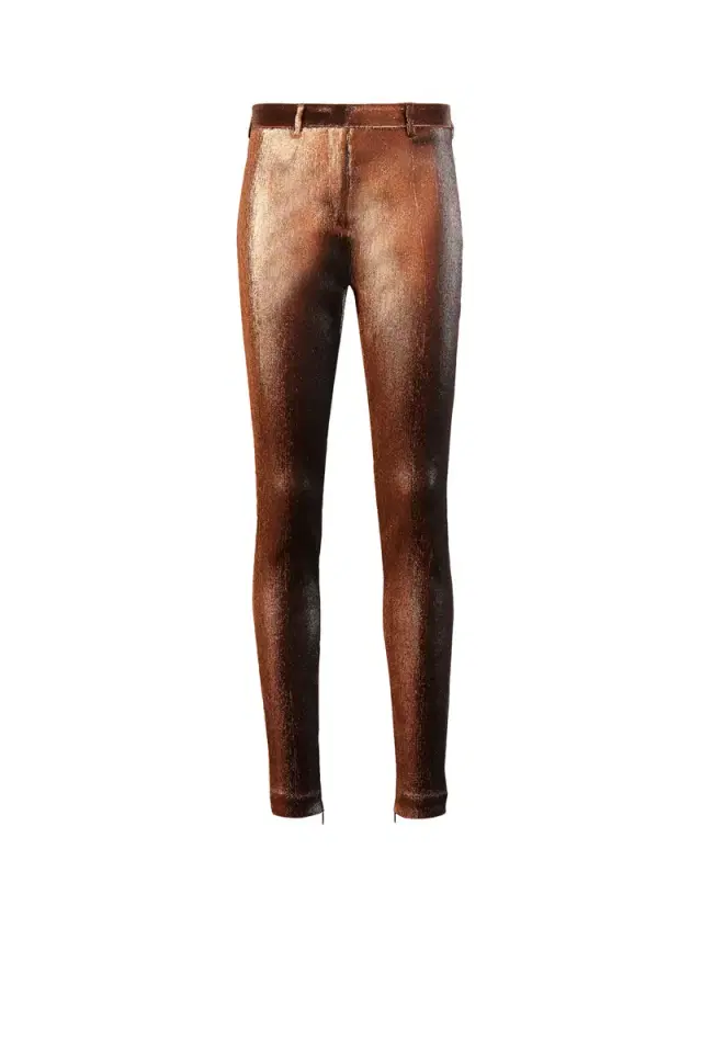 Roberto Cavalli Metallic stretch lurex solid trousers