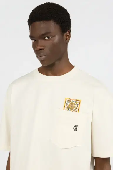 Roberto Cavalli Ivory T-Shirt With Embroidered Persian Tarot Detail | Thumbnail 4 Roberto Cavalli Ivory T-Shirt With Embroidered Persian Tarot Detail | Thumbnail 4