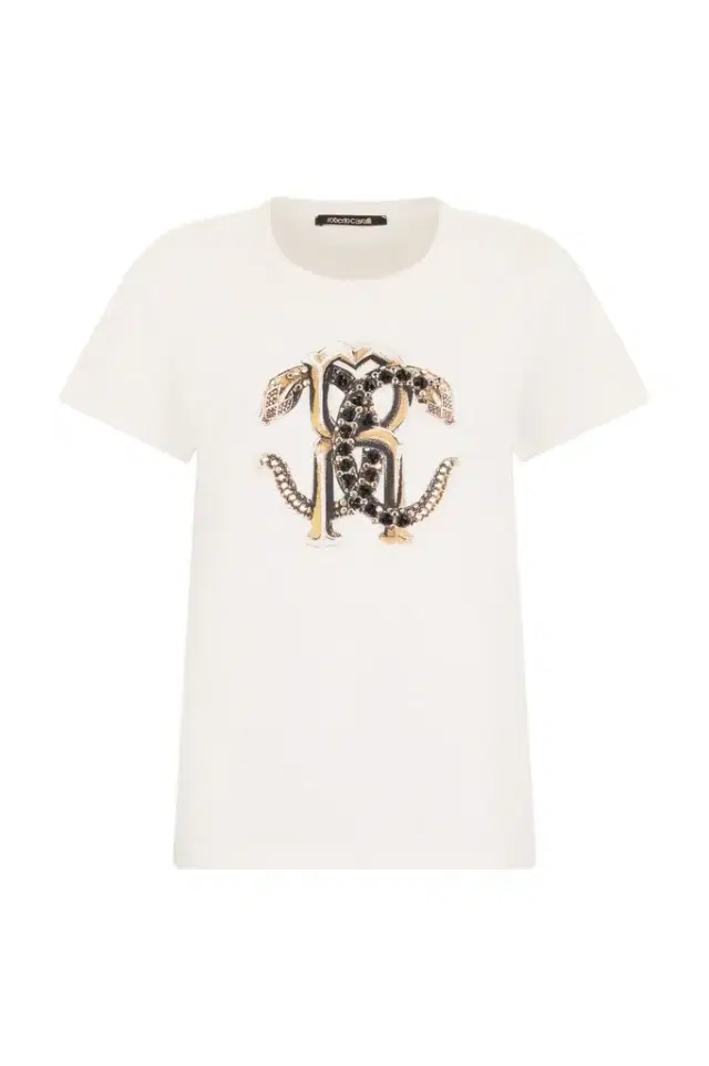 Roberto Cavalli Ivory T-shirt with Logo