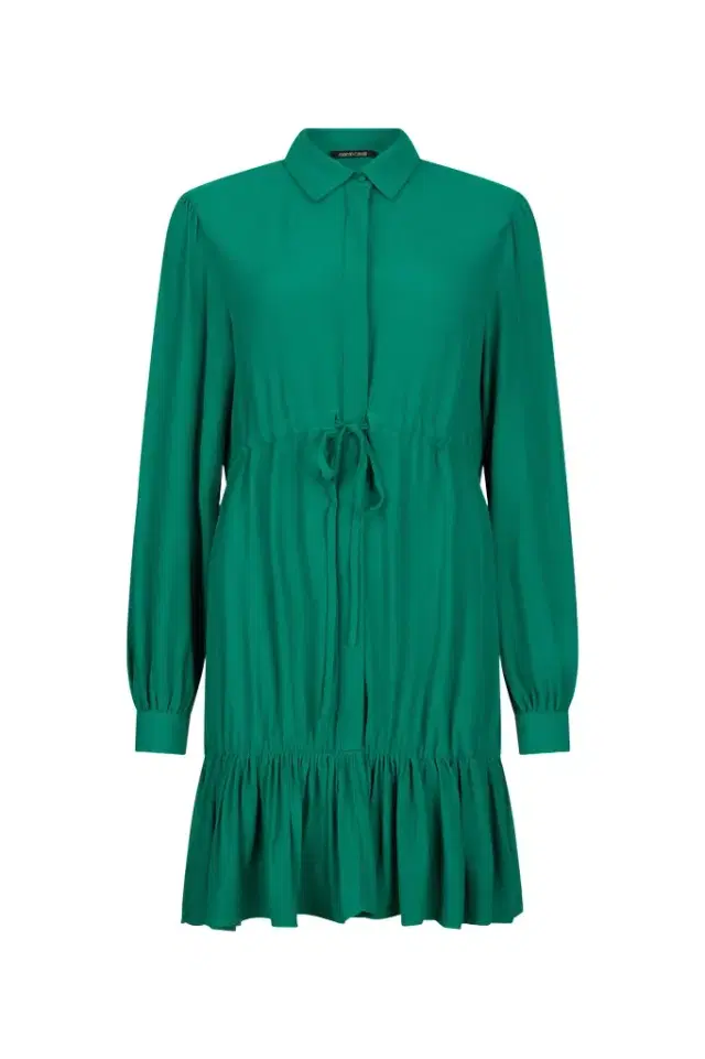Roberto Cavalli Green Dress Mini With Drawstring Waist