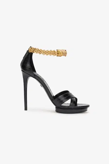 Roberto Cavalli Roar Black Leather Sandals | Thumbnail 2 Roberto Cavalli Roar Black Leather Sandals | Thumbnail 2