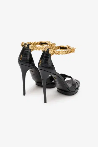 Roberto Cavalli Roar Black Leather Sandals | Thumbnail 3 Roberto Cavalli Roar Black Leather Sandals | Thumbnail 3