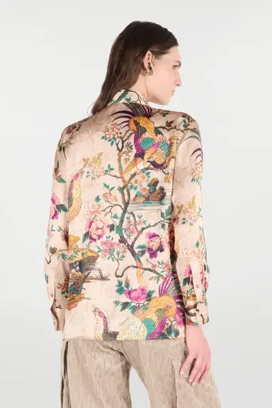 Roberto Cavalli Silk Shirt With Oriental Bird Print | Thumbnail 3 Roberto Cavalli Silk Shirt With Oriental Bird Print | Thumbnail 3