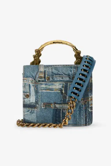 Roberto Cavalli Denim Patchwork Print Serpentine Bag | Thumbnail 3 Roberto Cavalli Denim Patchwork Print Serpentine Bag | Thumbnail 3