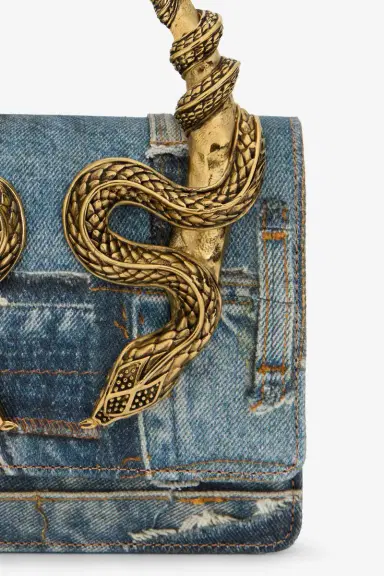 Roberto Cavalli Denim Patchwork Print Serpentine Bag | Thumbnail 4 Roberto Cavalli Denim Patchwork Print Serpentine Bag | Thumbnail 4