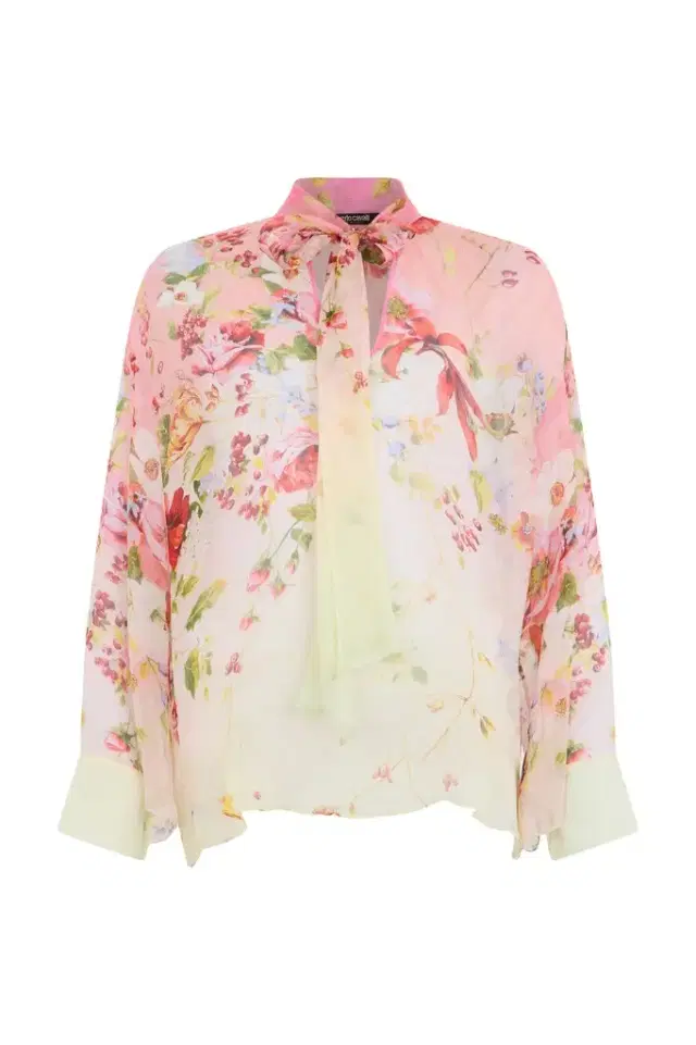 Roberto Cavalli Chiffon Blouse with Miami Flowers Print