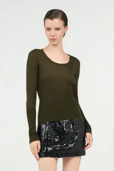 Roberto Cavalli Green Long Sleeve Knit Top | Thumbnail 2 Roberto Cavalli Green Long Sleeve Knit Top | Thumbnail 2