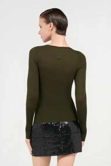 Roberto Cavalli Green Long Sleeve Knit Top | Thumbnail 3 Roberto Cavalli Green Long Sleeve Knit Top | Thumbnail 3