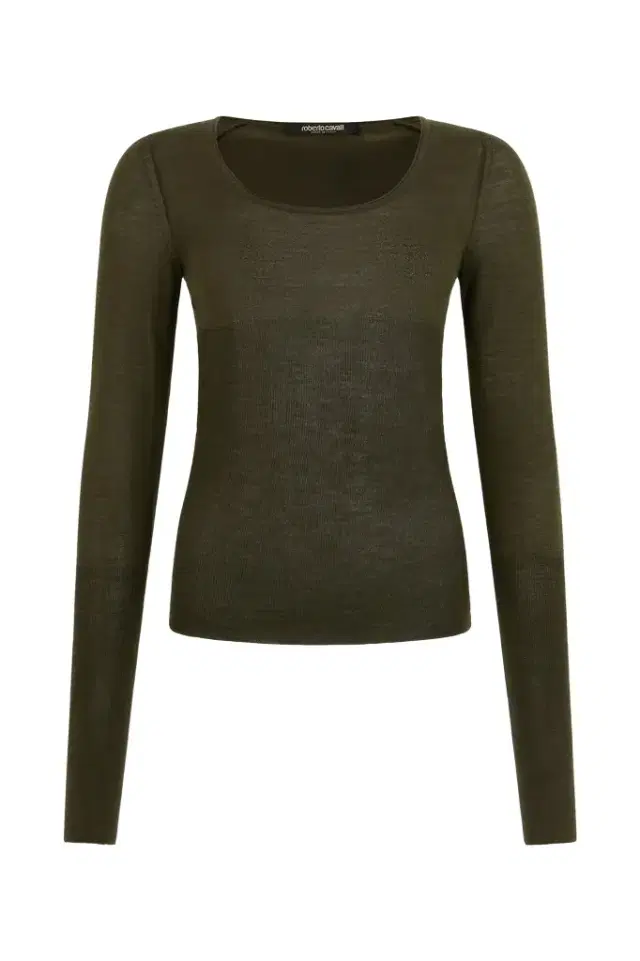 Roberto Cavalli Green Long Sleeve Knit Top