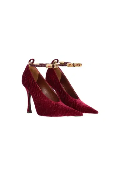 Roberto Cavalli Burgundy Pumps With Strap | Thumbnail 1 Roberto Cavalli Burgundy Pumps With Strap | Thumbnail 1