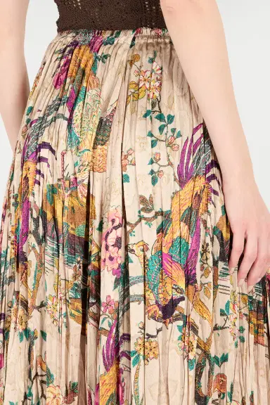 Roberto Cavalli Midi Skirt With Oriental Bird Print | Thumbnail 6 Roberto Cavalli Midi Skirt With Oriental Bird Print | Thumbnail 6