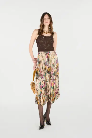Roberto Cavalli Midi Skirt With Oriental Bird Print | Thumbnail 7 Roberto Cavalli Midi Skirt With Oriental Bird Print | Thumbnail 7