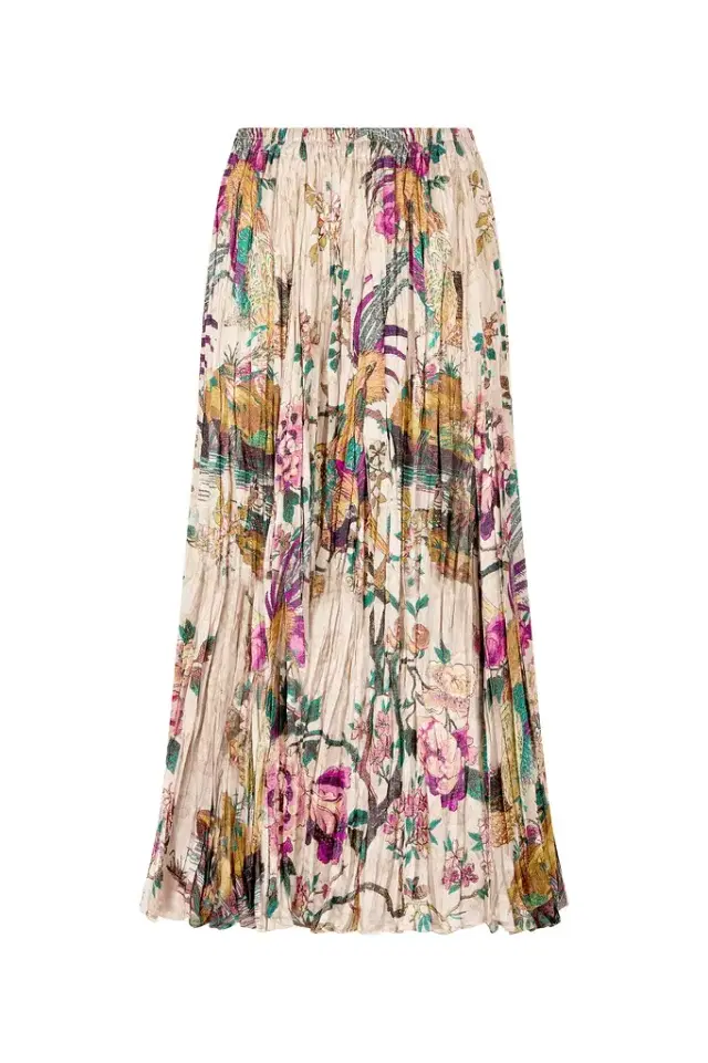 Roberto Cavalli Midi Skirt With Oriental Bird Print