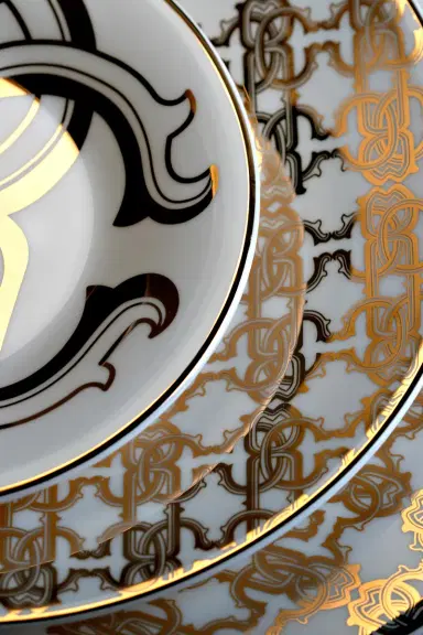 Roberto Cavalli Monogram Gold 2 Fruit Plates | Thumbnail 2