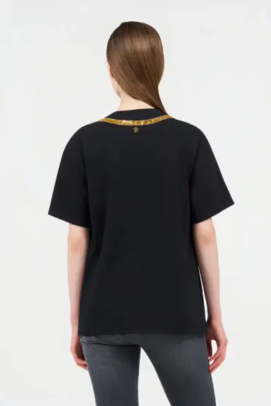 Roberto Cavalli Black T-Shirt with Snake Embroidery | Thumbnail 3 Roberto Cavalli Black T-Shirt with Snake Embroidery | Thumbnail 3