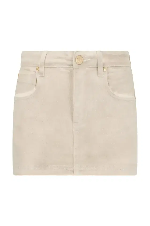 Roberto Cavalli Beige Denim Mini Skirt With Rhinestone Embellishment