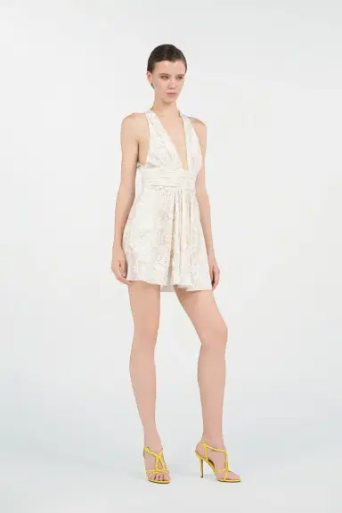 Roberto Cavalli White Mini Dress with Ornamental Motif | Thumbnail 2 Roberto Cavalli White Mini Dress with Ornamental Motif | Thumbnail 2