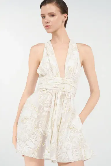 Roberto Cavalli White Mini Dress with Ornamental Motif | Thumbnail 5 Roberto Cavalli White Mini Dress with Ornamental Motif | Thumbnail 5
