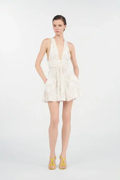 Roberto Cavalli White Mini Dress with Ornamental Motif | Thumbnail 7 Roberto Cavalli White Mini Dress with Ornamental Motif | Thumbnail 7