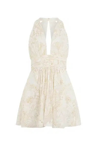Roberto Cavalli White Mini Dress with Ornamental Motif | Thumbnail 1 Roberto Cavalli White Mini Dress with Ornamental Motif | Thumbnail 1