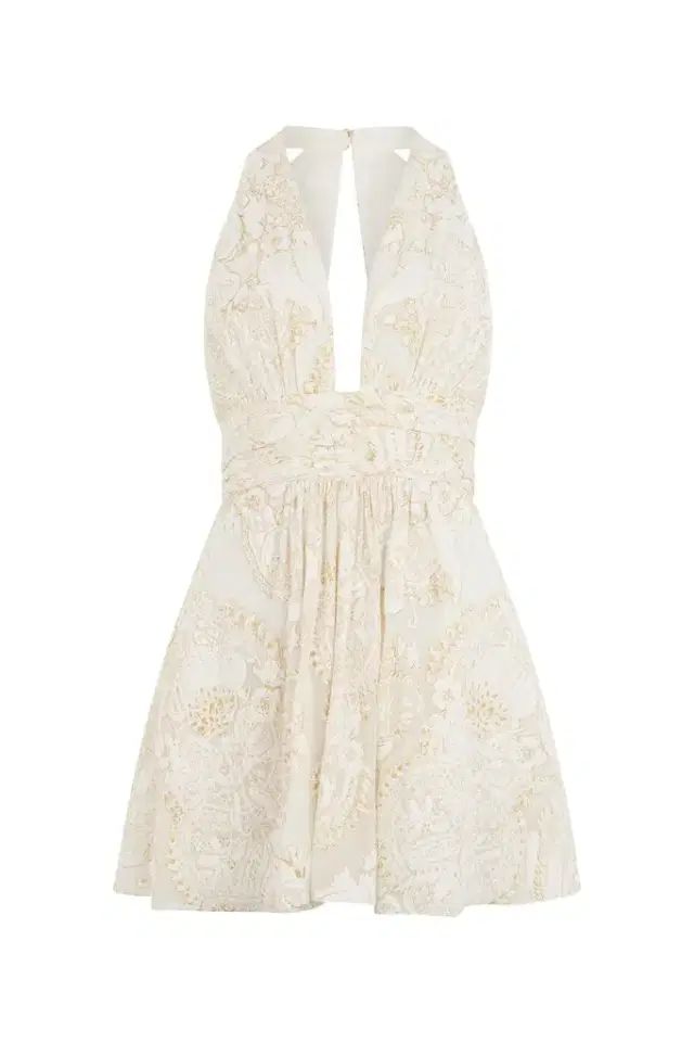 Roberto Cavalli White Mini Dress with Ornamental Motif